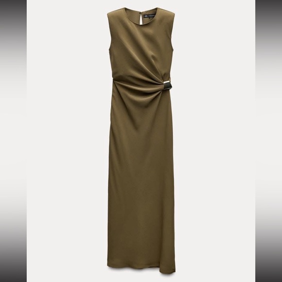 Zara NWT ruched satin effect midi dress 3897/162 - Picture 11 of 12